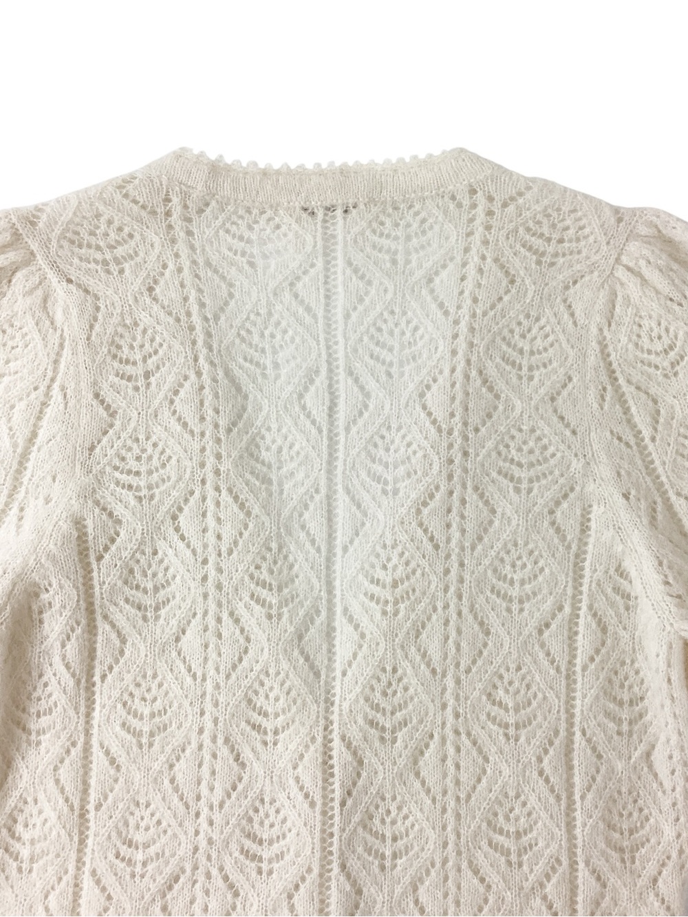 Doen Chandel Cardigan Size Medium Ivory Pointelle Knit Alpaca Blend Sweater - Picture 7 of 8